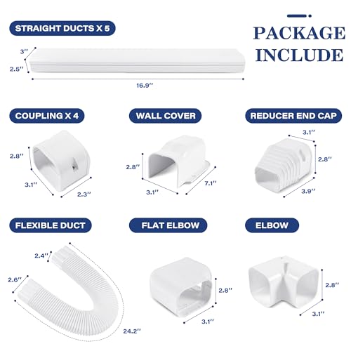 LyPrem 10Ft Mini Split Line Set Cover 3" PVC Line Cover Kit for Mini Split and Central Air Conditioner & Heat Pump(White) - Image 2