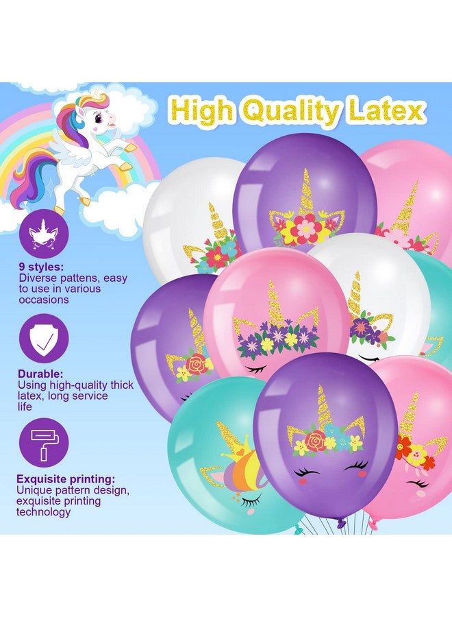 Harrycle 45 Pieces Unicorn Latex Balloons Arch Kit Column Garlands Balloons for Girls Birthday Unicorn Themed Baby Shower Ideal Party Decorations Supplies - Image 3