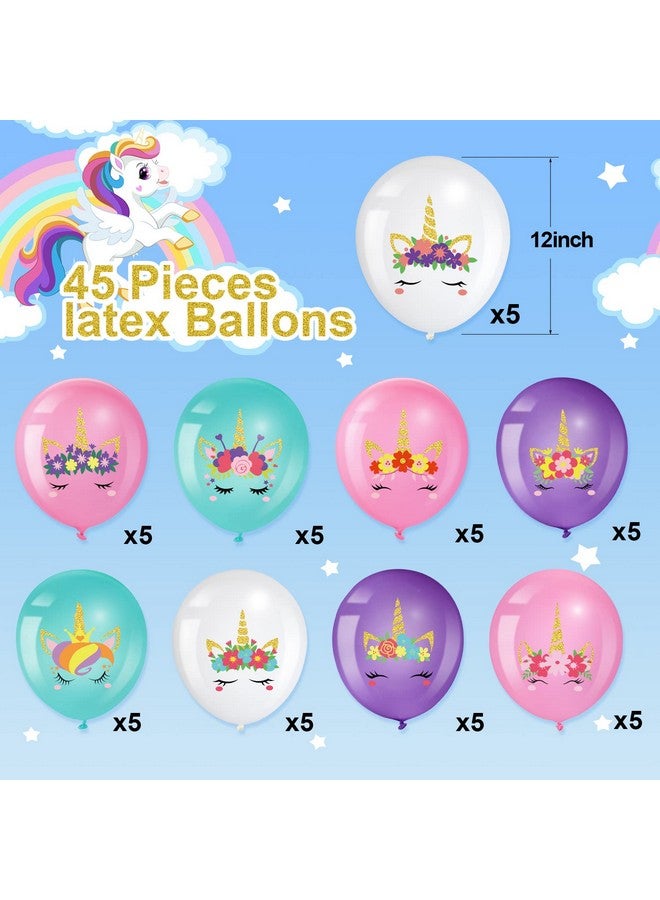 Harrycle 45 Pieces Unicorn Latex Balloons Arch Kit Column Garlands Balloons for Girls Birthday Unicorn Themed Baby Shower Ideal Party Decorations Supplies - Image 2