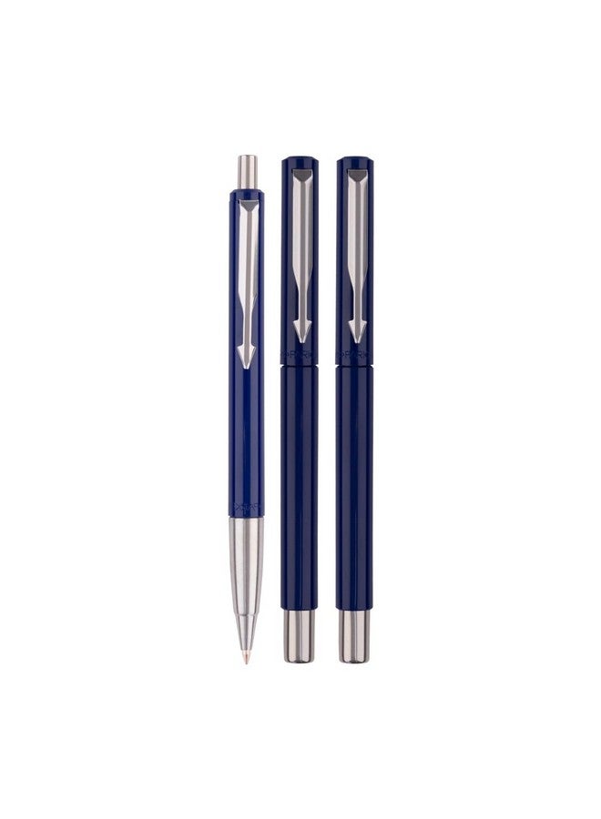PARKER Parker Vector Standard Triple Pen Combo (Fountain Pen + Roller Ball Pen + Ball Pen) | Blue Body Color | Ink Color - Blue | Perfect For Professional Use | Elite Pen For Corporate Purposes  - Image 2