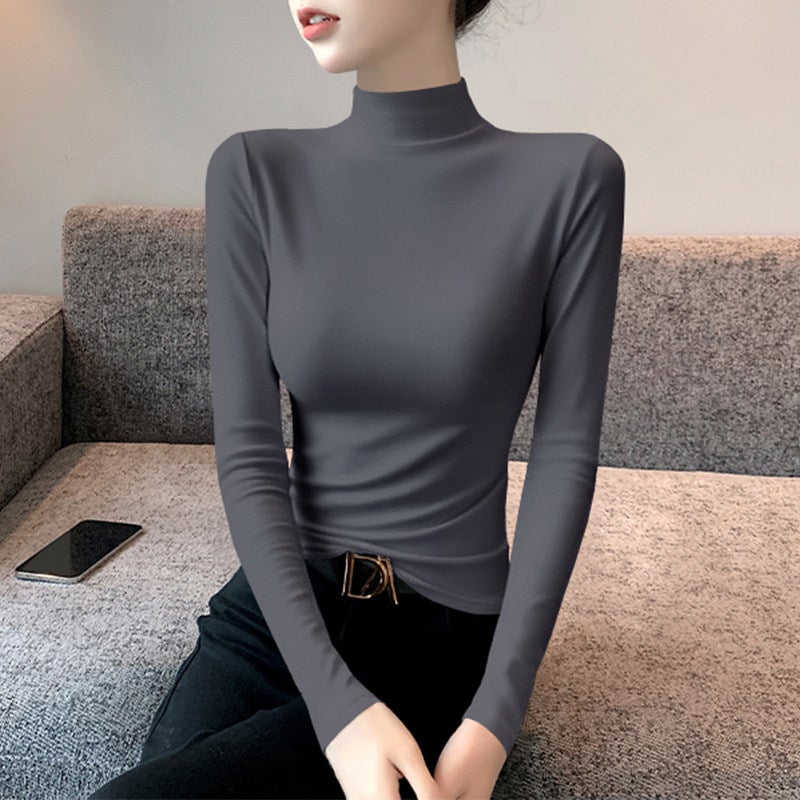 Modal half-turtleneck base shirt women's autumn and winter inner wear slim long-sleeved t-shirt mid-collar trendy top 2025 new style - Image 3