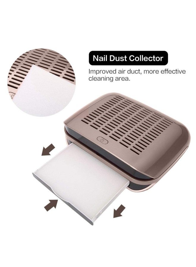 klarako Nail Art Dust Collector 68W Strong Power Nail Vacuum Cleaner Machine Professional Salon Nails Dust Suction Equipment, With a pair of Gloves(Brown)  - Image 3