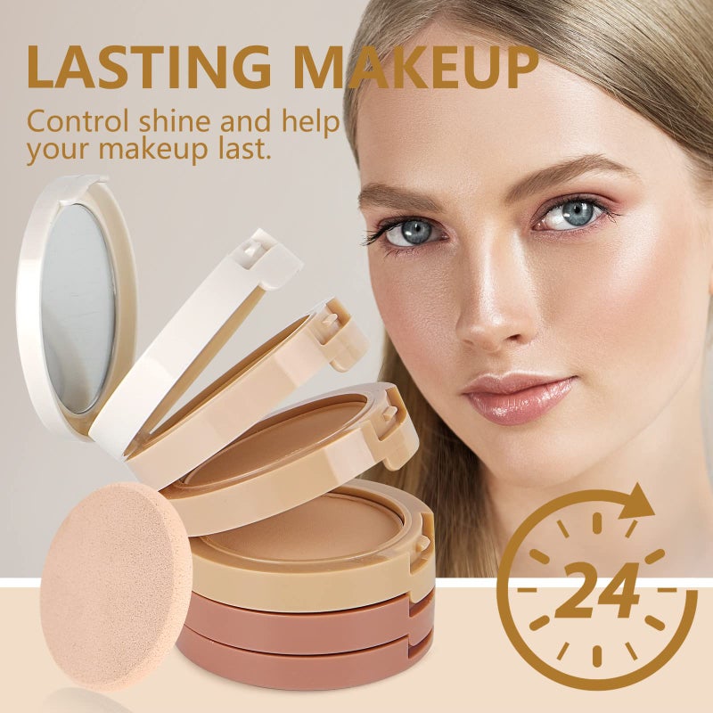 Music Flower 5 Colors Long-Lasting Lightweight Multi-layer Matte Loose Setting Powder Pressed Powder Face Makeup Contour Palette Concealing Shading Powders Foundation for Minimizes Pores & Perfects Skin - Image 3