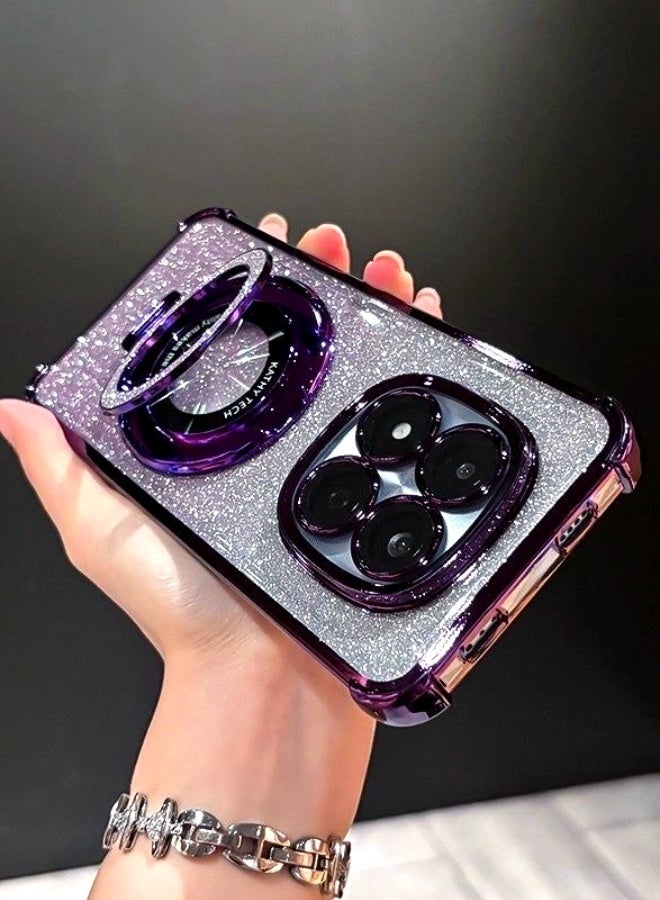 Magnetic Glitter for Xiaomi Redmi Note 15 Pro Case， Camera Lens Protector，Sparkly Stand，Support Wireless Charging， Luxury Gradient Shockproof Xiaomi Redmi Note 15 Pro 5G Cover - Image 2