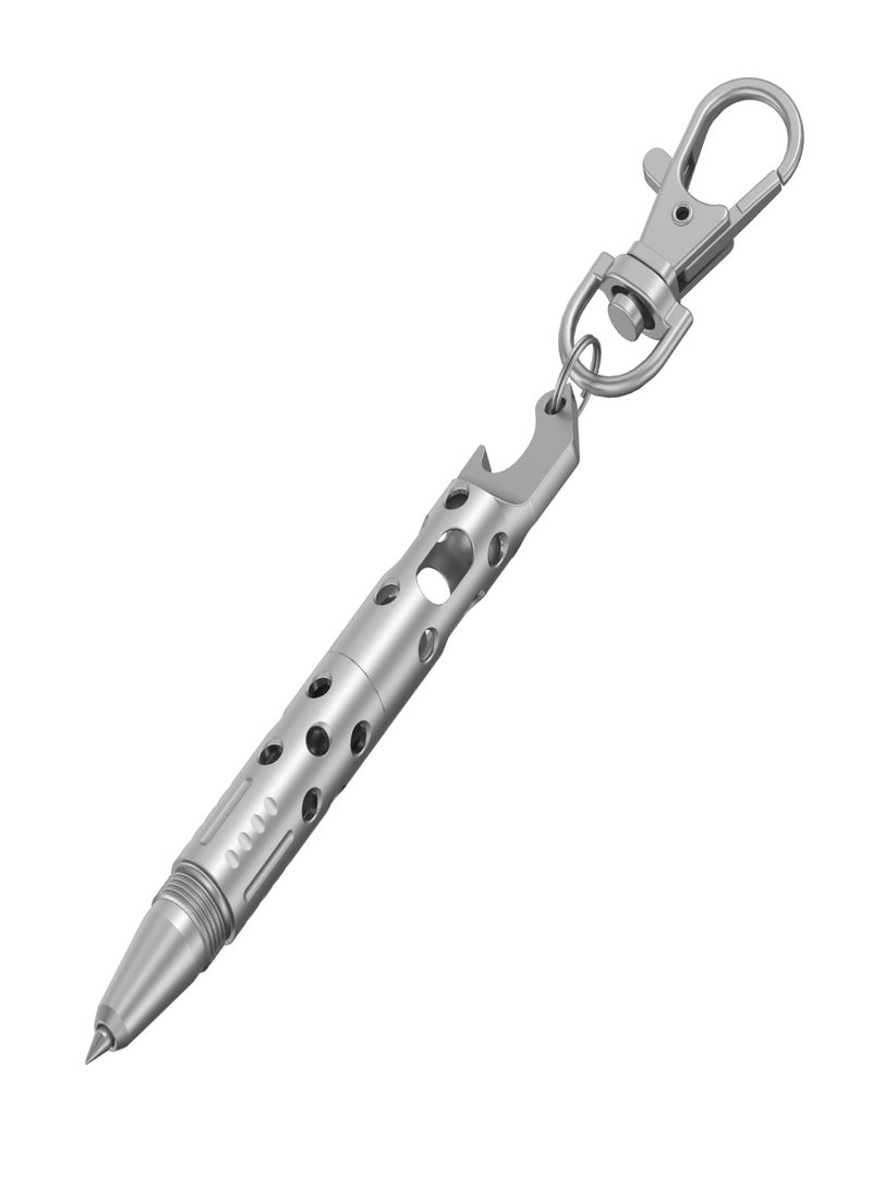 Aiseely Tactical Pen with Bottle Opener 3 in 1 Design，Stainless Steel Keychain， Mini Pocket Size Necklace Pen Included Key Ring Hook Refills for Driver Mailman Hostess - Image 1