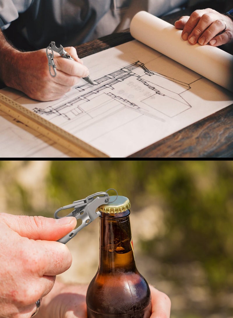 Aiseely Tactical Pen with Bottle Opener 3 in 1 Design，Stainless Steel Keychain， Mini Pocket Size Necklace Pen Included Key Ring Hook Refills for Driver Mailman Hostess - Image 5