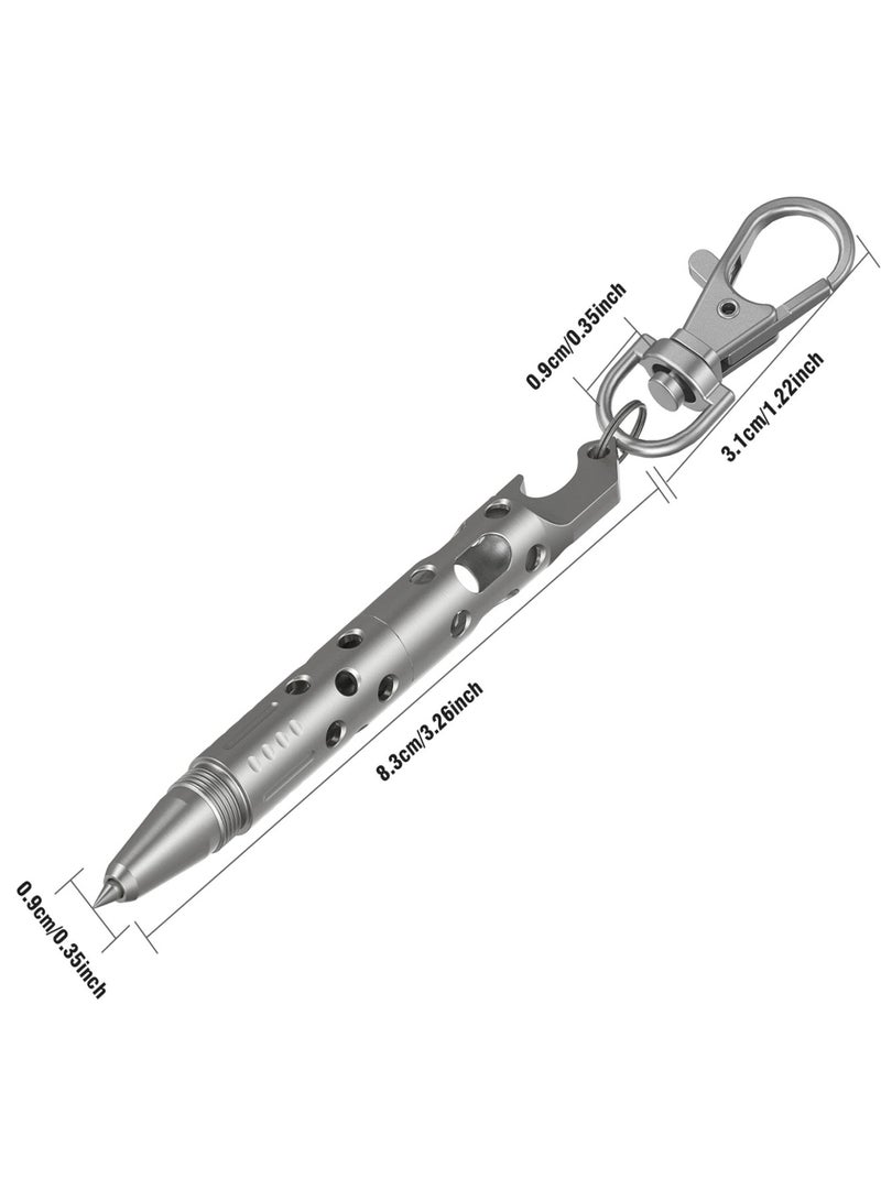 Aiseely Tactical Pen with Bottle Opener 3 in 1 Design，Stainless Steel Keychain， Mini Pocket Size Necklace Pen Included Key Ring Hook Refills for Driver Mailman Hostess - Image 2