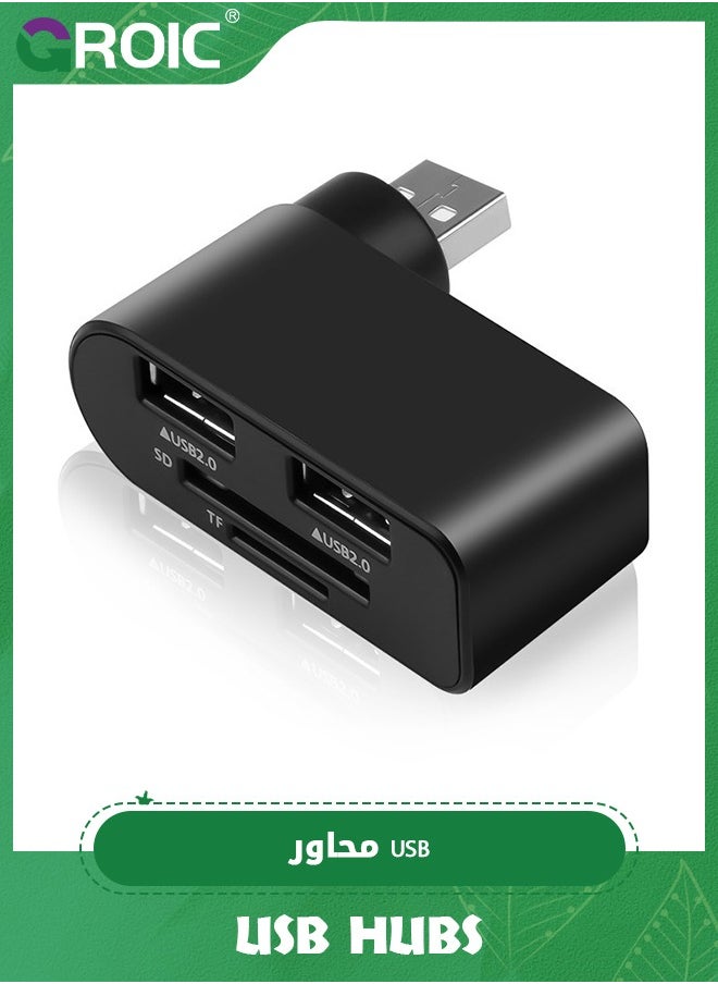 GROIC 4 in 1 Rotatable USB Hub, Portable 180 Degrees Rotate USB Hub, USB C SD Card Reader for Macbook, Laptops, Mobile HDD and More, 4 in 1 Multi-Port Laptop Hub  - Image 1
