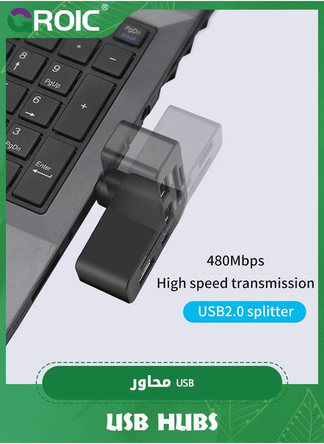 GROIC 4 in 1 Rotatable USB Hub, Portable 180 Degrees Rotate USB Hub, USB C SD Card Reader for Macbook, Laptops, Mobile HDD and More, 4 in 1 Multi-Port Laptop Hub  - Image 3