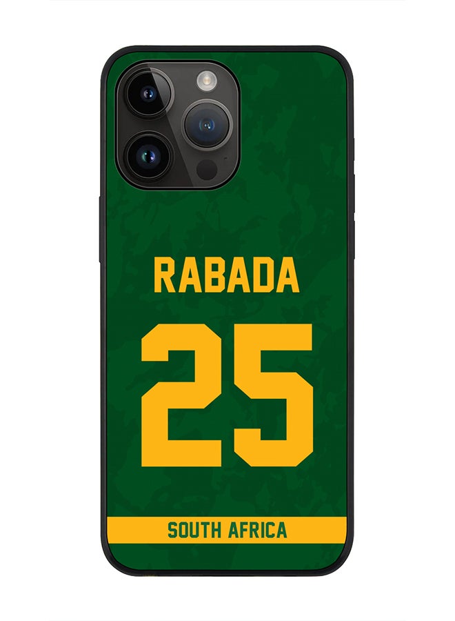 Stylizedd Rugged Black Edge Case iPhone 14 Pro Max, Slim fit Soft Case Flexible Rubber Edges Thin Cover - Player Name - Kagiso Rabada, Jersey Number- 25 - Image 1