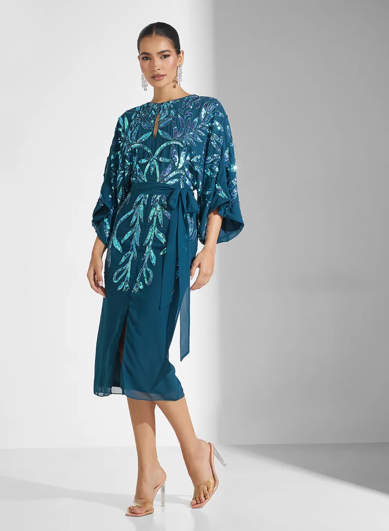 Frock and Frill Floral Embellished Dress