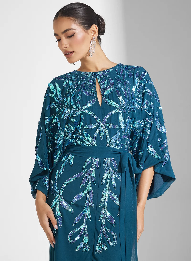 Frock and Frill Floral Embellished Dress