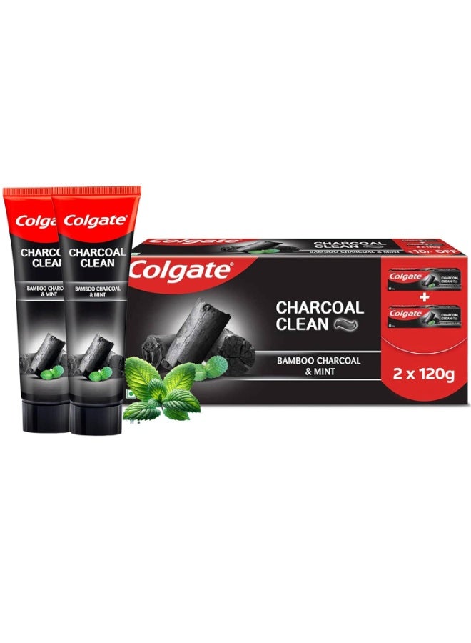 كولجيت معجون أسنان كولجيت تشاركول كلين ديب كلين للعناية بالفم، فحم الخيزران والنعناع (جل أسود) عبوة توفير 240 جرام - Image 1