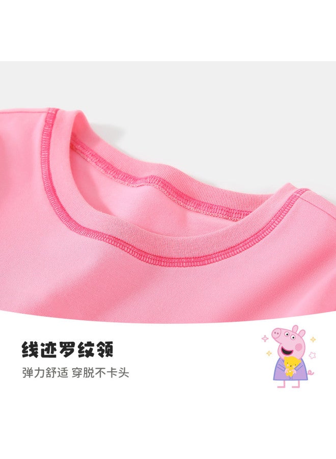 Peppa Pig spring Girls' Pure Cotton Breathable Long Sleeve Pullover T-shirt Cartoon Casual Baby Tee - Image 4
