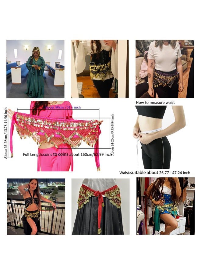 Wuchieal Women's Sweet Bellydance Hip Scarf with Gold Coins Skirts Wrap Noisy, Sky Blue, One size - Image 2