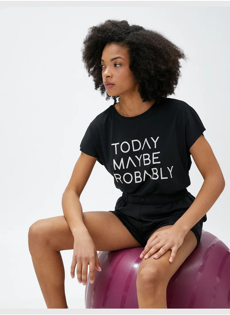 KOTON Oversized Sport T-Shirt Slogan Printed