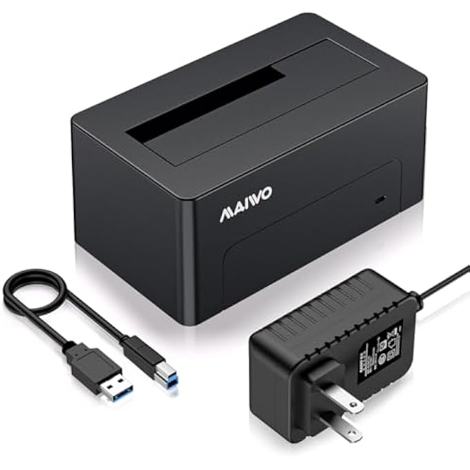 MAIWO محول SAS إلى USB 3.0، قارئ صندوق القرص الصلب SAS SATA بحجم 2.5 و 3.5 بوصة، سعة 24TB، محطة إرساء القرص الصلب الخارجية مع طاقة 12V/2A، بدون أدوات - Image 1