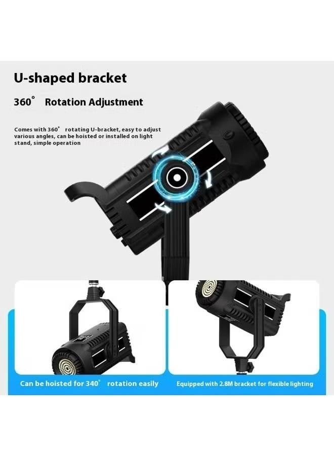 FlashHawk 150W LED Video Light with Standard Reflector & Remote Control - 3200K-5600K Dimmable, CRI>96, Bowens Mount, U-shaped 360° Rotation COB Photography Light for Studio/Streaming - Image 4