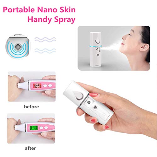 ZOMFOM Nano Facial Steamer Mist Spray Eyelash Extensions Cleaning Pores Water SPA Moisturizing Hydrating Face Sprayer USB Rechargeable Mini Beauty Device - Summer Gives You Cool (White) - Image 5
