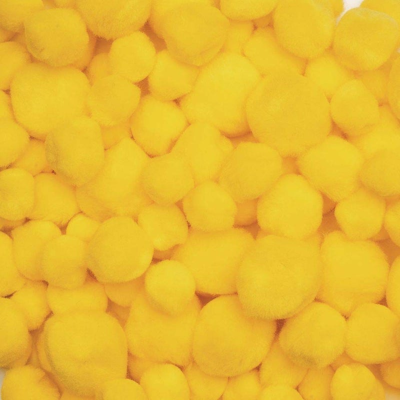 Colorations Yellow Super Fluffy Soft Acrylic Single Color Pom Poms Set of 100 3 Sizes Resealable Bag for Kids Arts Crafts DIY Crafts Hobby Supplies Creative Craft DIY Material Quality