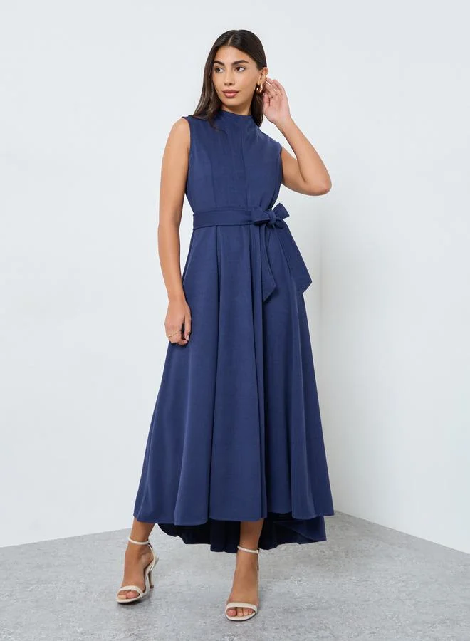 Styli Styli Navy Blue Sleeveless A-Line Maxi Dress