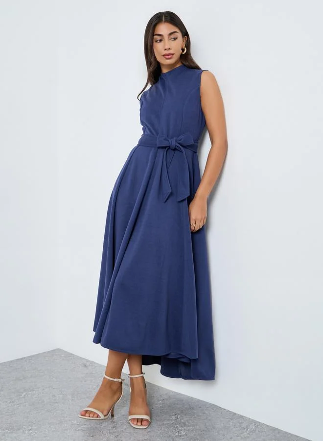 Styli Styli Navy Blue Sleeveless A-Line Maxi Dress