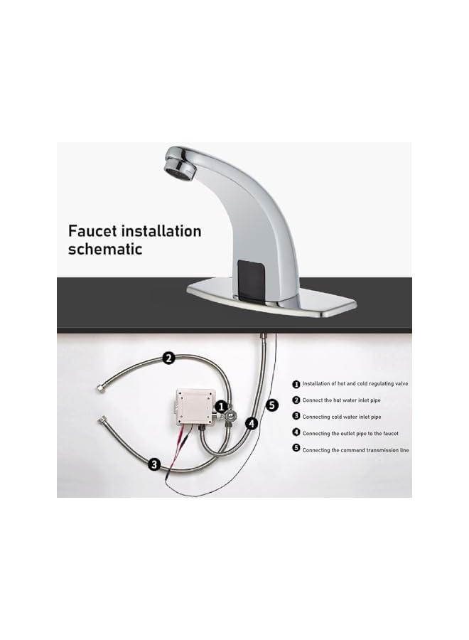 The Bros Touchless Bathroom Faucet, Sensor Faucet, Multifunctional Infrared Sensing High Sensitivity Handsfree Energy Saving Automatic Sensor Bathroom Alloy DC Type - Image 3