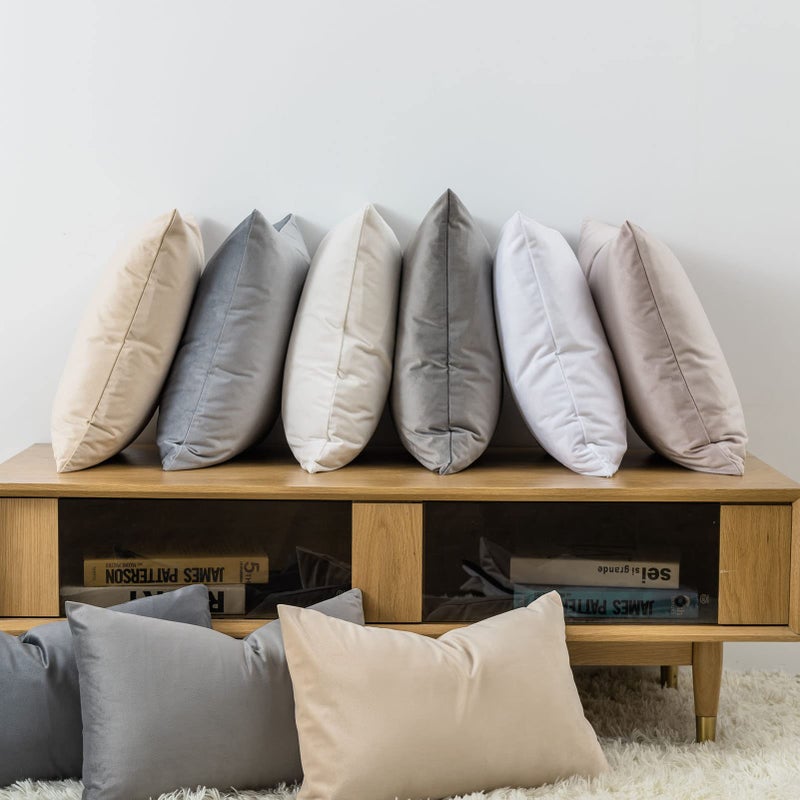 JUSPURBET Grey Euro Velvet Throw Pillow Covers 26x26 inch Set of 2 for Living Room Couch Sofa Bedroom Decorative Square Solid Soft Cushion Cases with Invisible Zipper - Image 2
