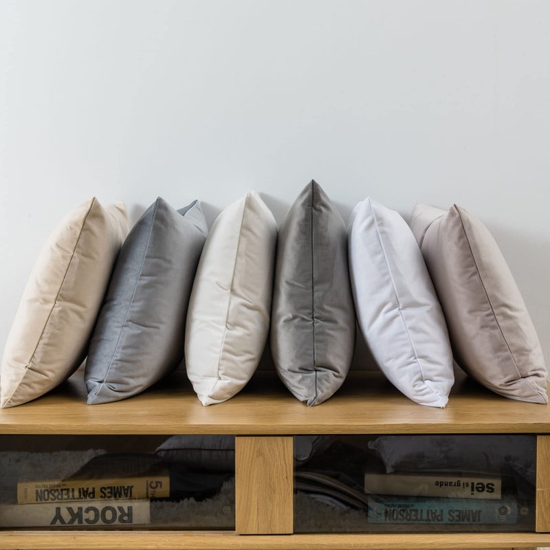 JUSPURBET Grey Euro Velvet Throw Pillow Covers 26x26 inch Set of 2 for Living Room Couch Sofa Bedroom Decorative Square Solid Soft Cushion Cases with Invisible Zipper - Image 4