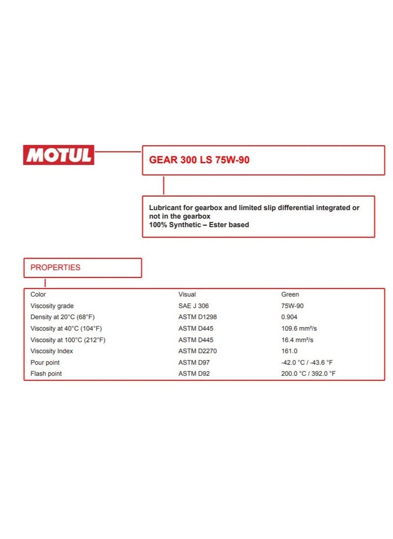 MOTUL - GEAR 300 LS 75W-90 I (12x1 Liter Carton) I Imported from Europe - Image 1