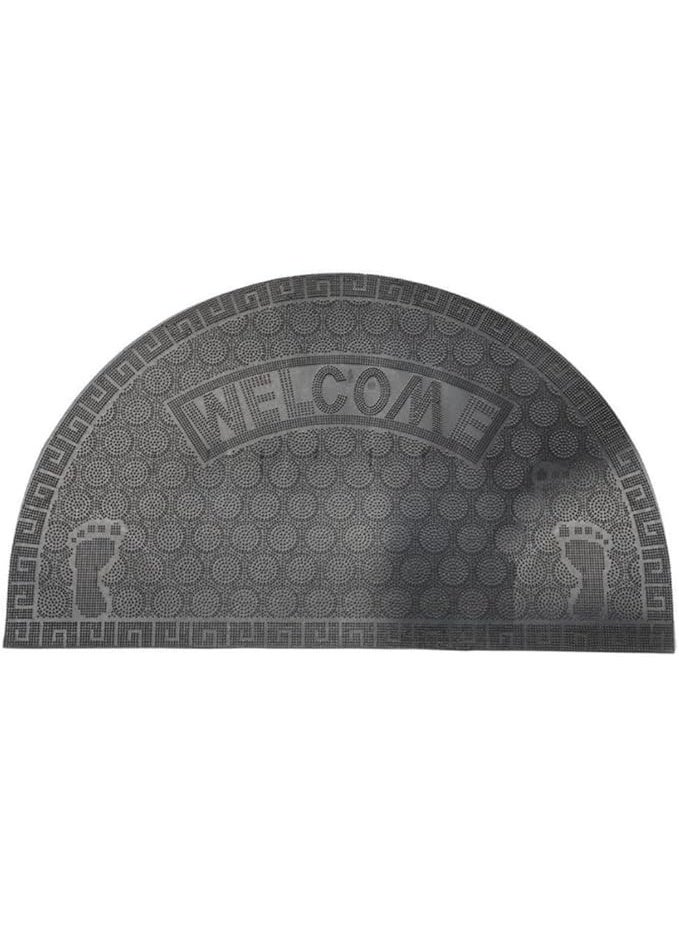 Half Round Door Mat Welcome Non Slip Entrance Floor Mat Durable Rubber Doormat Indoor Outdoor Dirt Trap Shoe Scraper Mat For Home Entrance Patio Bathroom Floor Rug (Black) - Image 1