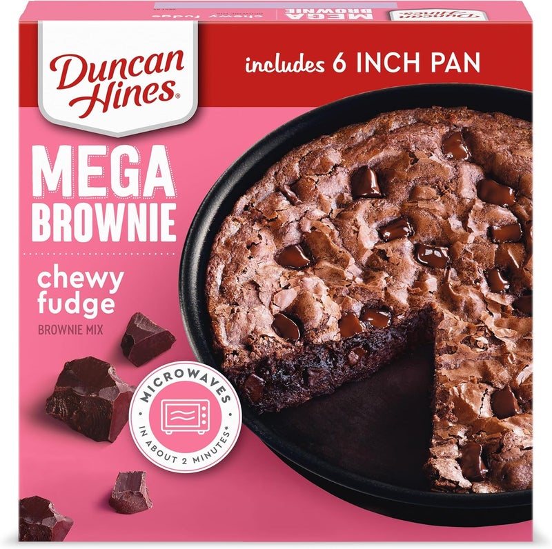 Duncan Hines خليط براوني ميغا من دانكن هاينز، فادج مطاطي، يشمل صينية 6 بوصة، 7.7 أونصة - Image 1