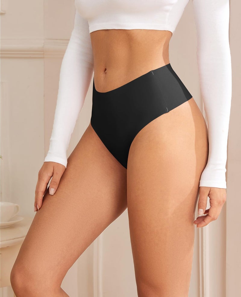 oshkang Thongs for Womens High Waisted Seamless for Women Underwear Sexy Breathable Panties 6 Pack - Image 2