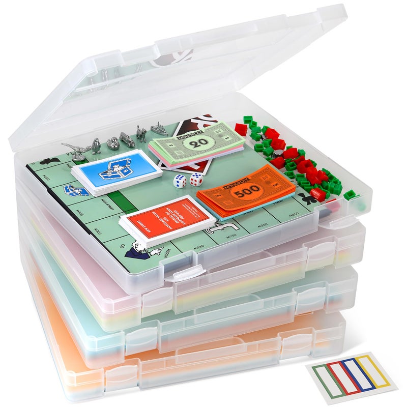 Storage Standard 4-Pack Art & Craft Organizer Storage Case - Semi Transparent Stackable Plastic Craft Storage Container, Project Organizer Box Paper Custom Size Fit 8.5 x 11 Paper & More 12.4 x 10.8 x 1.7 In - Image 1