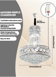 YATAI LIGHTING The LED Crystal Chandelier is a modern silver crystal chandelier with adjustable light and height, perfect for various settings such as living rooms, restaurants, and bedrooms.  - Image 2