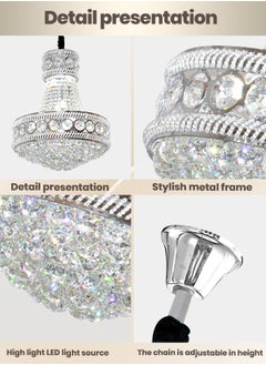 YATAI LIGHTING The LED Crystal Chandelier is a modern silver crystal chandelier with adjustable light and height, perfect for various settings such as living rooms, restaurants, and bedrooms.  - Image 3