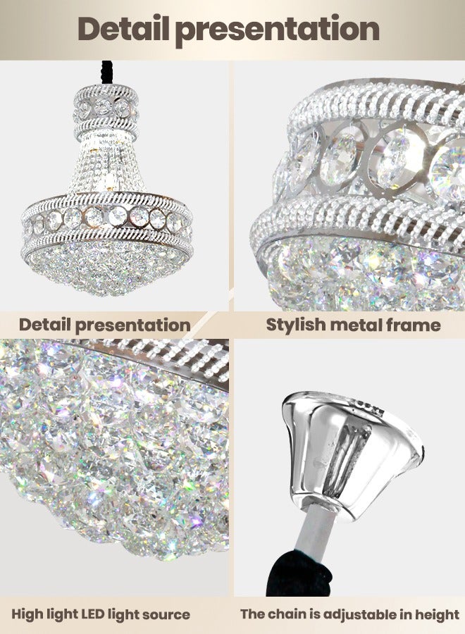 YATAI LIGHTING The LED Crystal Chandelier is a modern silver crystal chandelier with adjustable light and height, perfect for various settings such as living rooms, restaurants, and bedrooms.  - Image 3