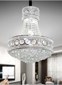 YATAI LIGHTING The LED Crystal Chandelier is a modern silver crystal chandelier with adjustable light and height, perfect for various settings such as living rooms, restaurants, and bedrooms.  - Image 1