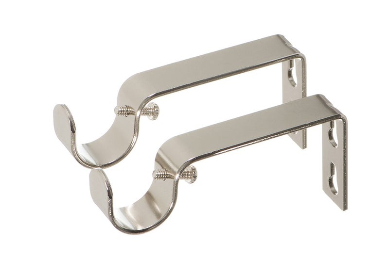 Ivilon Fixed Brackets for Curtain Rods - for 7/8 or 1 Inch Rods. Set of 2 - Brushed Nickel - Image 1