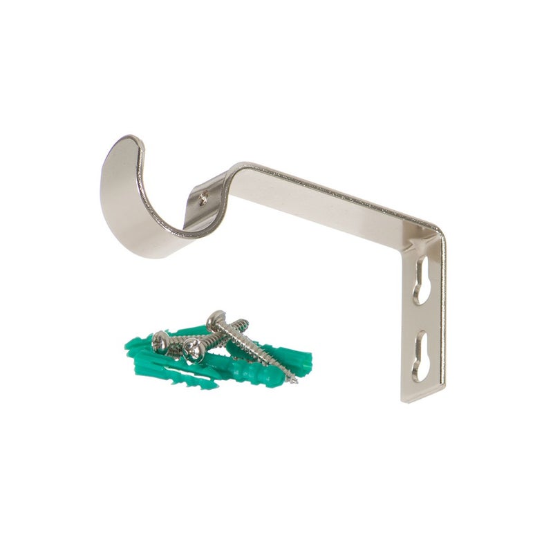 Ivilon Fixed Brackets for Curtain Rods - for 7/8 or 1 Inch Rods. Set of 2 - Brushed Nickel - Image 3