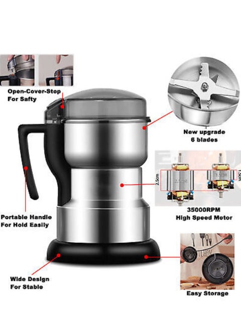 Electric stainless steel spice and coffee grinder with handle 400 watts 400g  large size multi-functional