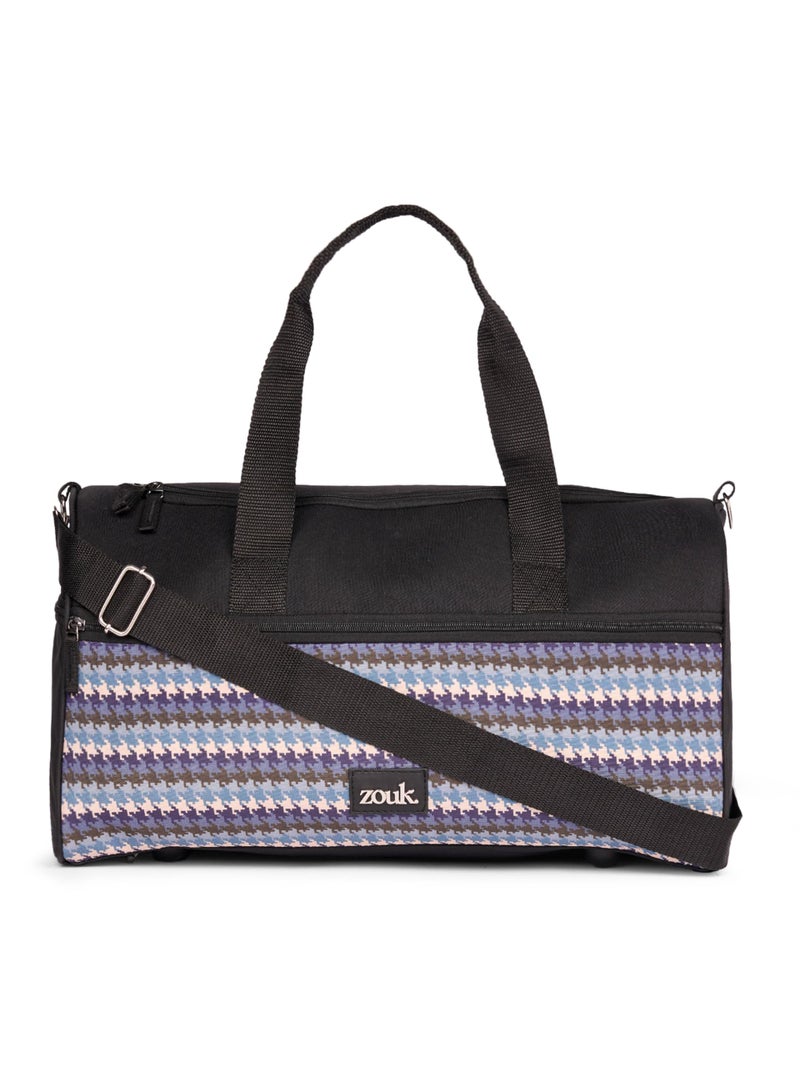Zouk Travel Duffle Bag | Perfect 3 Day Trip Duffle for 10 Clothes | Lightweight Foldable Polyester Cabin Bag for Men & Women | Full Access Opening, Mesh Pocket & Trolley Sleeve | Bombay Houndstooth - Image 3