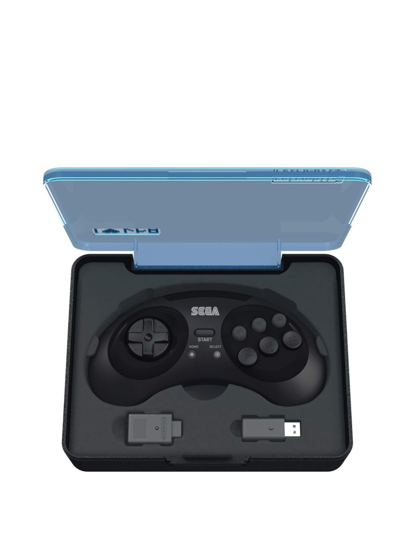 Retro Bit - Retro-Bit Sega Genesis 2.4 Ghz Wireless Controller for Sega Genesis Original/Mini, Switch, PC, Mac - Includes Controller, 2 Receivers & Storage Case (Black) - Image 1