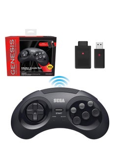 Retro-Bit Sega Genesis 2.4 Ghz Wireless Controller for Sega Genesis Original/Mini, Switch, PC, Mac - Includes Controller, 2 Receivers & Storage Case (Black)