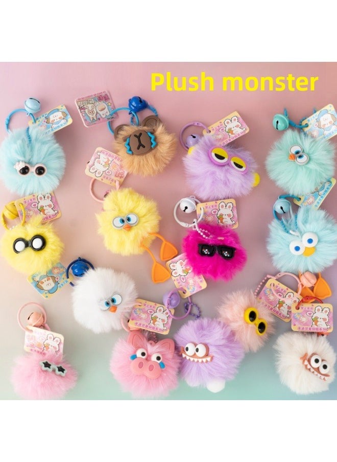 Generic Plush Toy Small Monster Key Chain Student Backpack Pendant Creative Big Eye Doll Key Chain Doll Gift-Color:The Starting Price Is 32 Pieces Per Box  - Image 1