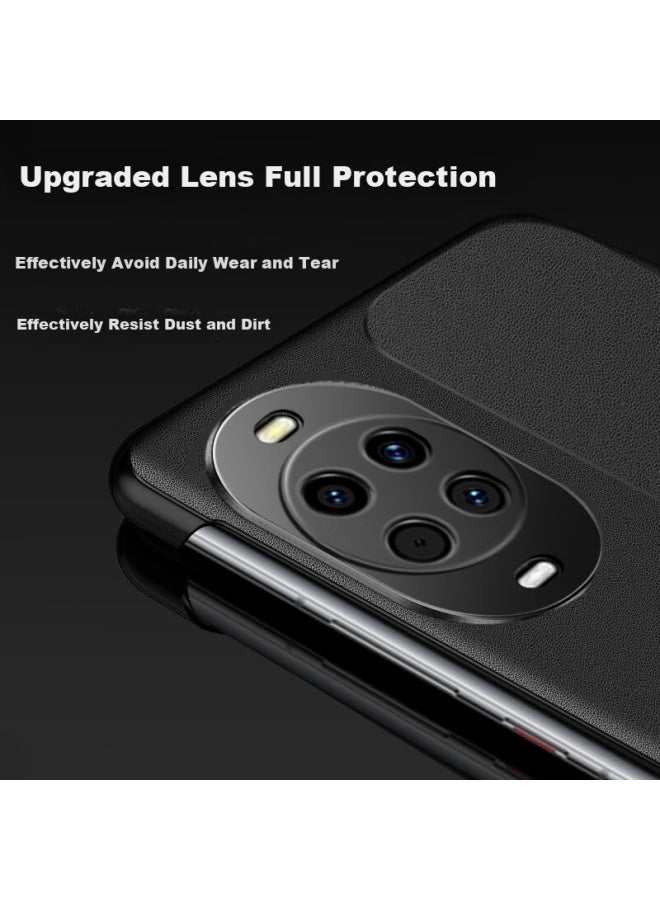 Freeson Huawei Nova 14 View Window Leather Case Full Protection Anti-drop Business Phone Cover High-end Light Luxury Leather Protective Case Black - Image 4
