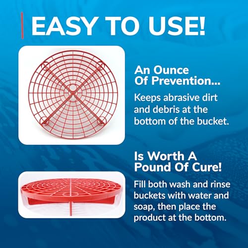 Grit Guard The Original Grit Guard Red Bucket Insert - 10" Diameter Car Wash Bucket for Car Washing, Detailing Compatible with 3.5, 4, 5 and 6 Gallon Buckets - Image 4