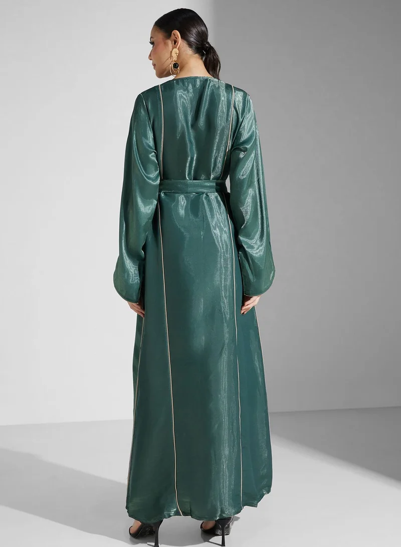 hayas closet Embroidered Belted Jalabiya