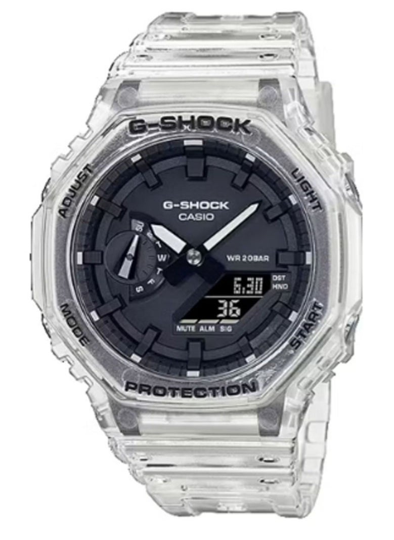G-SHOCK - Analog Digital Transparent Resin Band Watch For Men's GA-2100SKE-7ADR - Image 1