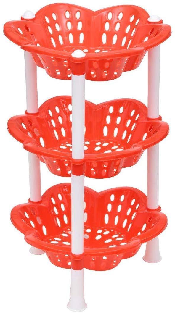 Homenique 3 Layer Kitchen Rack Stand Fruits Vegetable Rack Storage Household Office Rack Storage Stand Random Color